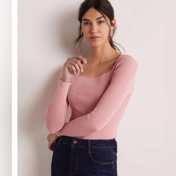 Boden ribbed square neck knitted top size 20-22 nwt in rust k0615 brn - Picture 8 of 8